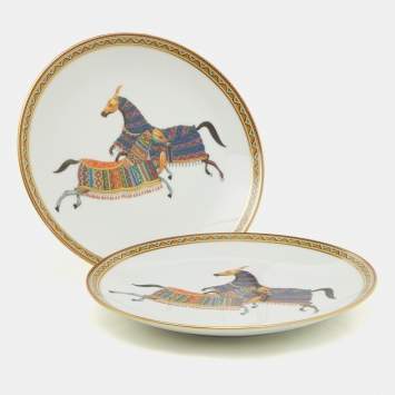 Pre Owned Hermès Cheval d’Orient Bread and Butter Set of 9 plates