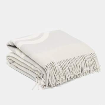 Pre Owned Hermès Grey Plaid Wool Brides De Gala Blanket