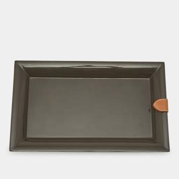 Pre Owned Hermes Etoupe Lacquer Rectangular Change Tray