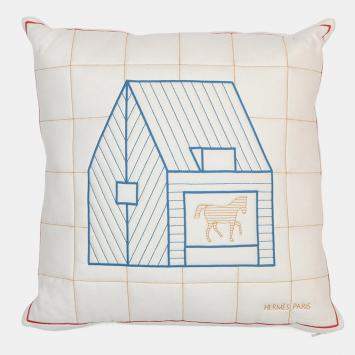 Pre Owned Hermes Bag Cushion Blue Bread Size 43X43