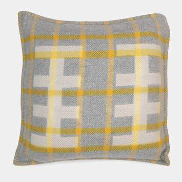 Pre Owned Hermes Echelle Cushion Gri-Suri Wool 100%