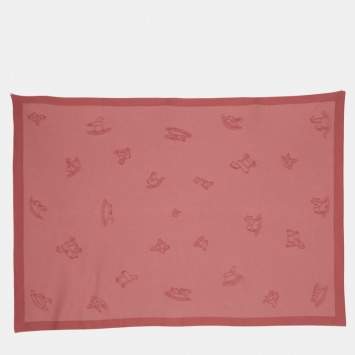 Pre Owned Hermes Pink Adada Cotton Knit Baby Blanket
