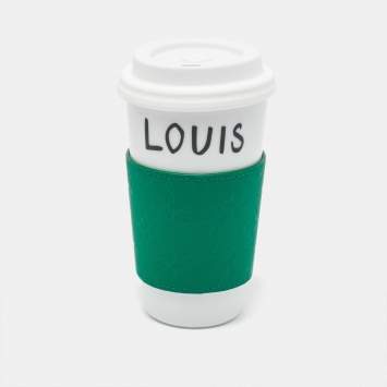 Pre Owned Louis Vuitton White/Green Monogram Coffee Cup 