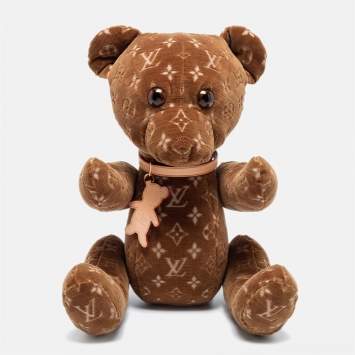 Pre Owned Louis Vuitton Monogram Velour DouDou Teddy Bear 