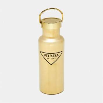 Pre Owned Prada Gold Tone Metal Thermal Water Bottle