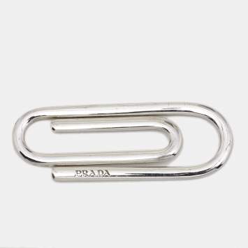 Pre Owned Prada Sterling Silver Paperclip Motif Money Clip