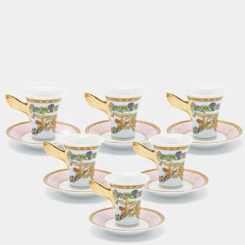 Pre Owned Rosenthal Meets Versace Le jardin de Versace Coffee Cup with Saucer Set of 6