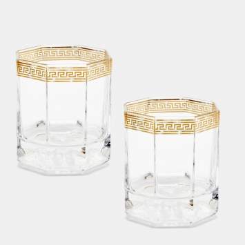 Pre Owned Rosenthal Meets Versace Medusa D’Or Whiskey Glasses Set of 2