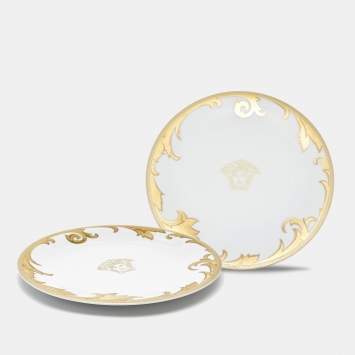 Pre Owned Rosenthal Meets Versace Arabesque Champagne Service Plate Set of 2