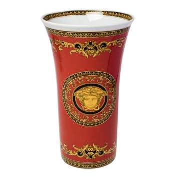Pre Owned Rosenthal Meets Versace Medusa Red Porcelain Vase