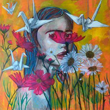 Pre Owned Barely hanging by Samar Kamel, Egypt, 2023 (100 x 100)
