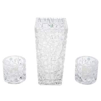 Pre Owned Tiffany & Co. Crystal Sierra Vase & 2 Votive Candle Holders Set