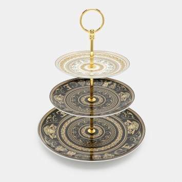 مملوكة مسبقًا Versace Back/Gold Virtus Gala Etagere Cake Stand
