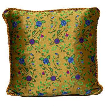 Pre Owned Versace Purple & Yellow Cotton Cushion