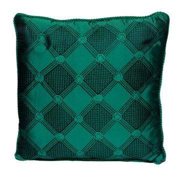 Pre Owned Versace Medusa Green and Black Cotton and Velvet Cushion