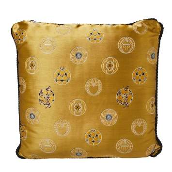 Pre Owned Versace Gold Medusa Print Cushion 45CM