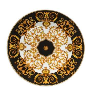 Pre Owned Versace X Rosenthal Gold & Black Barocco Plate