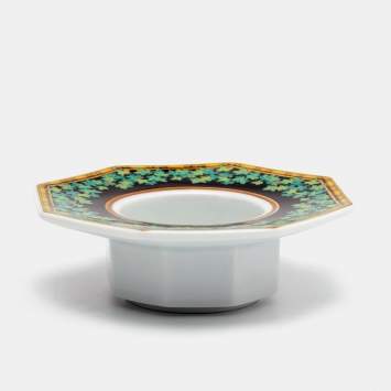 Pre Owned Rosenthal Meets Versace Gold Ivy Floral Print Porcelain Tea Candle Holder