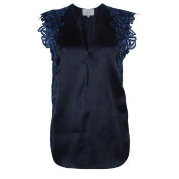 Pre Owned 3.1 Phillip Lim Black Organza Giupure Lace Detail Blouse S