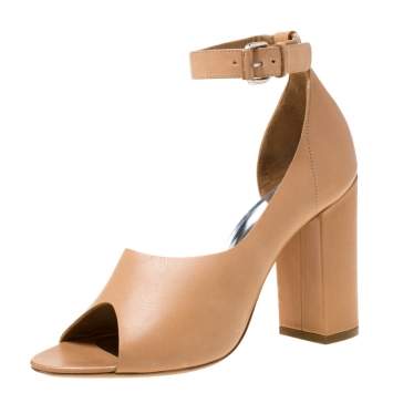 Pre Owned 3.1 Phillip Lim Beige Leather Peep Toe Ankle Strap D'orsay Pumps Size 38.5