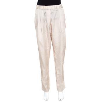 Pre Owned 3.1 Phillip Lim Almond Draped Pocket Elasticized Waist Tapered Trousers L