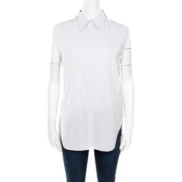 Pre Owned 3.1 Phillip Lim Monochrome Pin Striped Sleeveless Button Front Shirt M