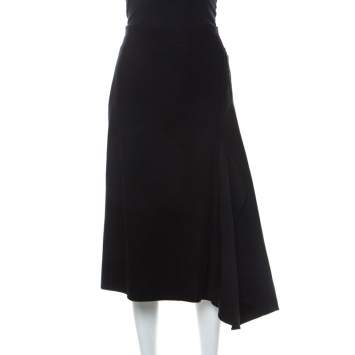 Pre Owned 3.1 Phillip Lim Black Felt Asymmetric Hem A Line Midi Skirt M 