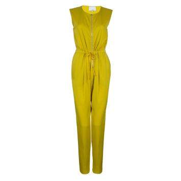 Pre Owned 3.1 Phillip Lim Mustard Yellow Silk Zip Detail Sleeveless Jumpsuit XS