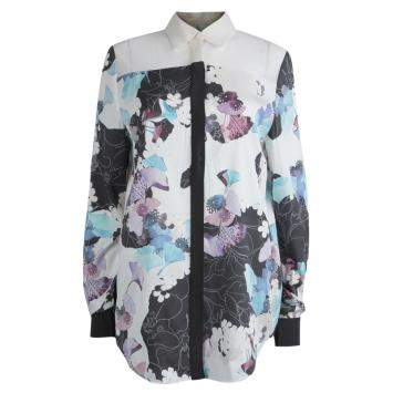 Pre Owned 3.1 Phillip Lim Floral Printed Silk Sheer Yoke Detail Shirt S