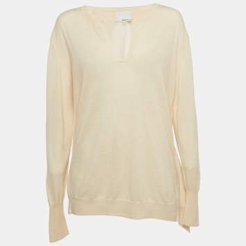 3.1 Phillip Lim Beige Wool Blend V-neck Sweater M