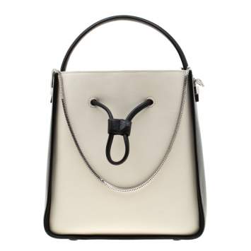 Pre Owned 3.1 Phillip Lim Black/White Leather Small Soleil Bucket Bag  