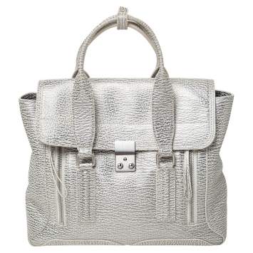 Pre Owned 3.1 Phillip Lim Antique Metallic Silver Leather Medium Pashli Satchel