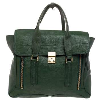 Pre Owned 3.1 Phillip Lim Green Leather Large Pashli Satchel