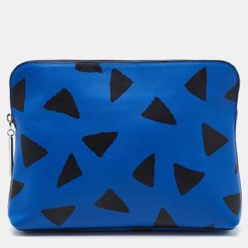 Pre Owned 3.1 Phillip Lim Blue Printed Leather Zip Around Clutch