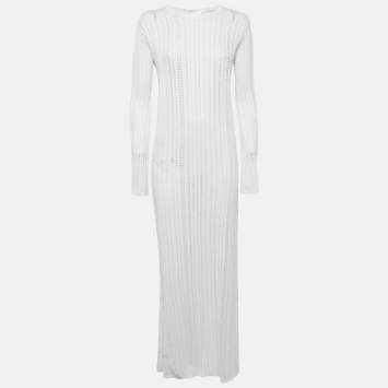 مملوكة مسبقًا سوفو فستان ماكسي بحياكة يدوية بيضاء بأكمام طويلة بحجم صغير