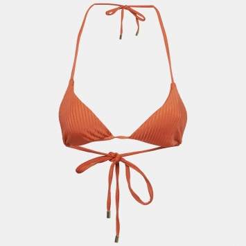 Pre Owned Monday Swimwear Orange Rib Knit Palma Top M
