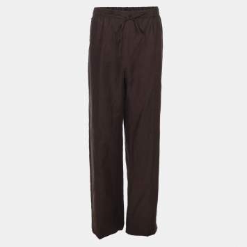 Pre Owned Marina Sport by Marina Rinaldi Brown Linen Wide Leg Trousers XXXL