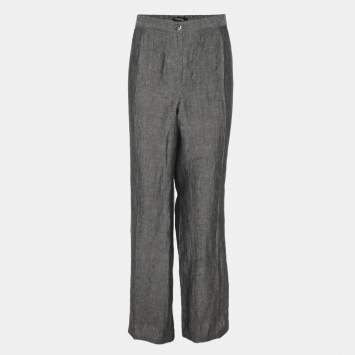 Pre Owned Elena Miro Grey Linen Regular Leg Pants XXL
