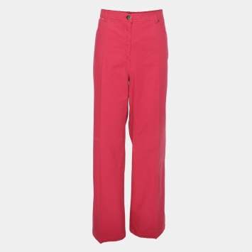 Pre Owned Elena Miro Pink Stretch Cotton Wide Leg Trousers XXXL