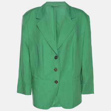 Pre Owned Basler Green Linen Blend Single Breasted Blazer XL