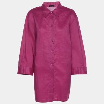 Pre Owned Elena Miro Pink Knit Fabric 3/4 Sleeve Shirt XL