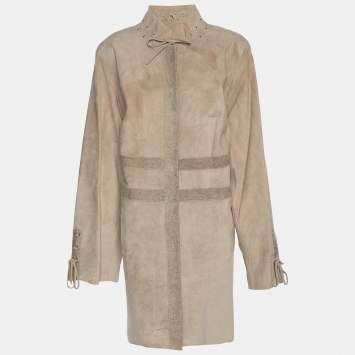 Marina Rinaldi Beige Suede Long Jacket L