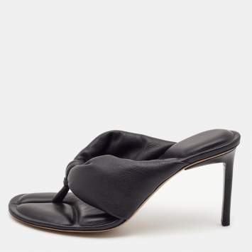 Pre Owned Jacquemus Black Leather Marathon Running Mules Size 38