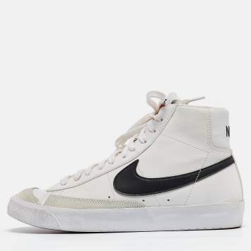 Pre Owned Nike White Leather BLazer High Top Sneakers Size 38.5