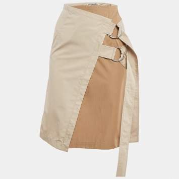 Acne Studios Beige Cotton Asymmetric Wrap Skirt XS