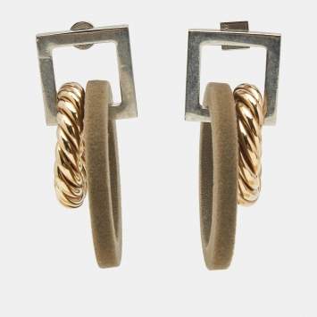 Pre Owned Jacquemus Velvet Two Tone Metal Earrings