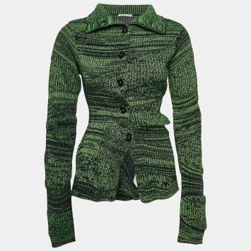 Acne Studios Green Wool Blend Knit Buttoned Cardigan S