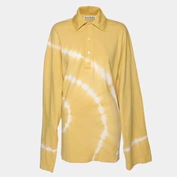 Pre Owned Acne Studios Yellow/White Tie Dye Cotton Oversized T-Shirt S