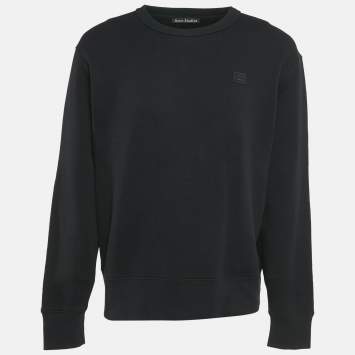 Pre Owned Acne Studios Black Cotton Fairview Face Sweatshirt M