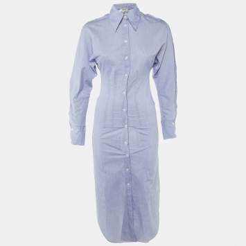 Pre Owned Acne Studios Blue Cotton Button Front Long Shirt Dress XS